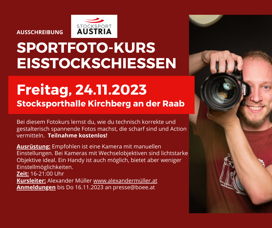 Ausschreibung Sportfotokurs Eisstockschießen mit Profifotograf Alexander Müller